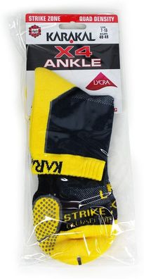 Karakal Socks Quad X4 Ankle Yellow/Black-41-47