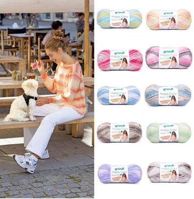 100g Gründl Happy Color Batik Garn Wolle zum Stricken Häkeln GP 45,90€/1kg