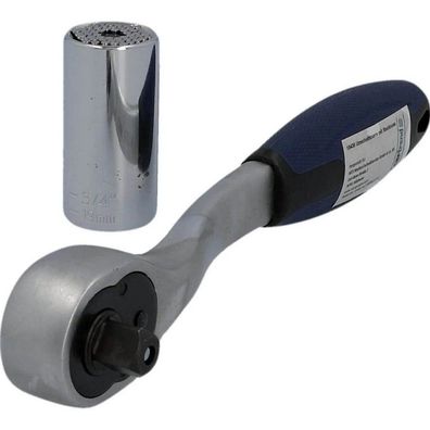 Cartrend Umschaltknarre mit Universalstecknuss 7 bis 19 mm mit Umschalthebel