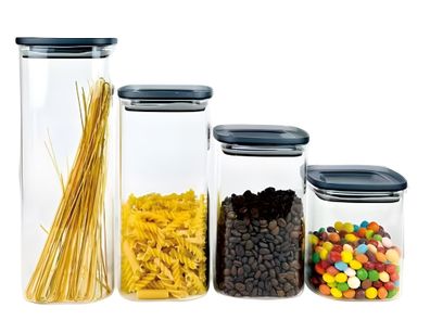 4-teiliges Glas Vorratsdosen-Set mit luftdichten Deckeln 900ml - 2100ml