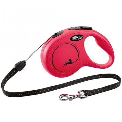 FLEXI Rollleine New Classic Seil - 8m, bis 12kg - Rot