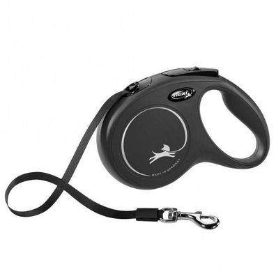 FLEXI Rollleine New Classic Gurt - 5m, bis 25kg - Schwarz