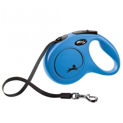 FLEXI Rollleine New Classic Gurt - 5m, bis 25kg - Blau