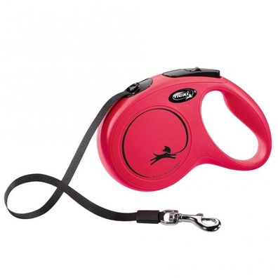 FLEXI Rollleine New Classic Gurt - 5m, bis 25kg - Rot