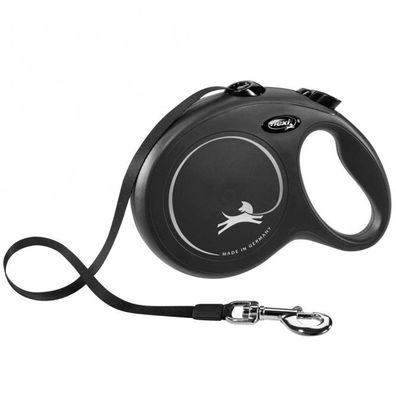FLEXI Rollleine New Classic Gurt - 8m, bis 50kg - Schwarz