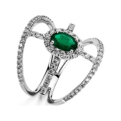Luna Creation - Ring - Weißgold 18K Diamant 0.75ct Smaragd - 1B578W853-1 - Weite 53
