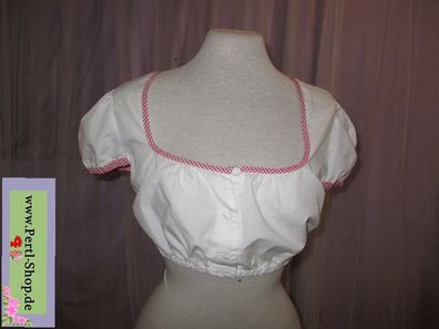 Dirndlbluse, Gr. 44, Rosa Karo an den Säumen und Ausschnitt, Secondhand