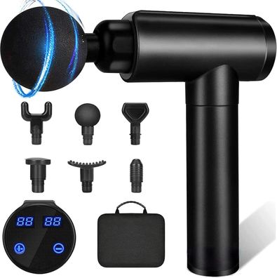 Massagepistole, assage Gun 6 pistole/30 Geschwindigkeiten LEDTouchscreen, chwarz