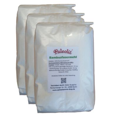 3x500g Bambusfasermehl Ballaststoffe Bambusfasern Mehl Glutenfrei Vegan Keto