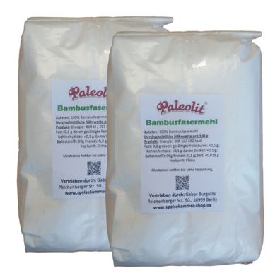 2x 500g Bambusfaser Ballastsoffreich Bambusfasern zum Backen Glutenfrei Vegan