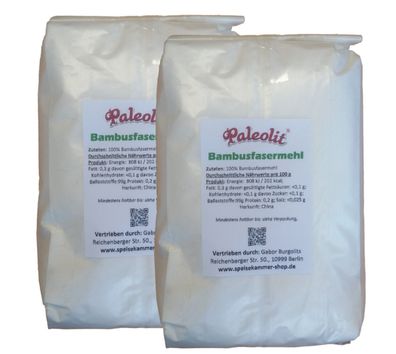2 x 500g Bambusfaser Ballastsoffreich Bambusfasern zum Backen Glutenfrei Vegan