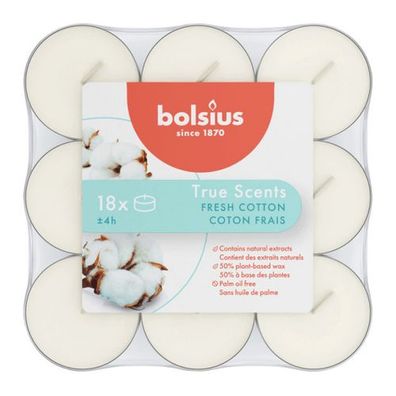 Duft-Teelichter, Fresh Cotton, True Scents, Bolsius, Ø38 mm, Brenndauer ca. 4h, 18 St