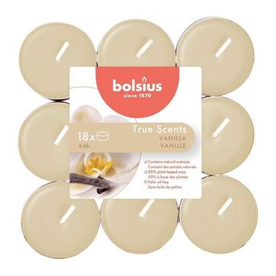 Duft-Teelichter, Vanille, True Scents, Bolsius, Ø38 mm, Brenndauer ca. 4h, 18 Stück p