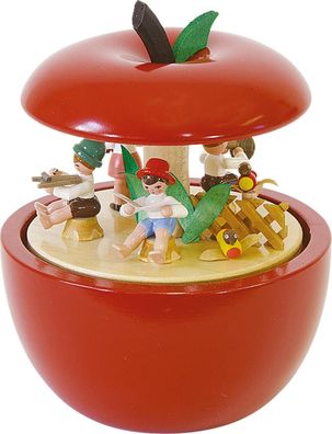 Richard Glaesser Spieldose Apfel Kinderkonzert aus Seiffen im Erzgebirge