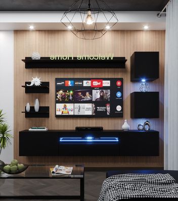M27 1B Möbel Wohnzimmer Wohnwand Mediawand Wohnschrank Schrankwand Regal Farbauswahl