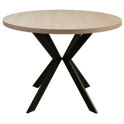 Selsey Callions - Ausziehbarer Esstisch Eichenholzoptik / /chwarz 100-180 x 100 cm