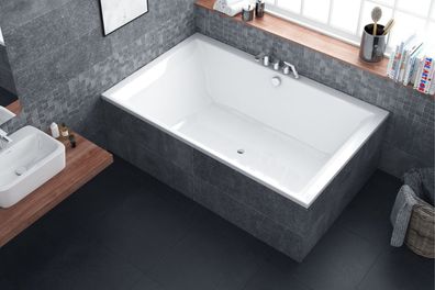 ECOLAM Badewanne Doppelwanne Zwei Duo-Wanne 190x120 Crown Acrylwanne Styropor Ablauf
