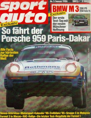 sport auto 1 / 1986, Porsche 959, BMW M3, Toyota, Fiat Croma, Panda
