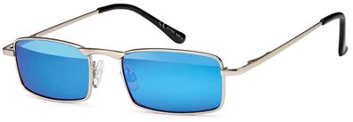 schmale Herren Sonnenbrille rechteckig verspiegelt blau silber A5006
