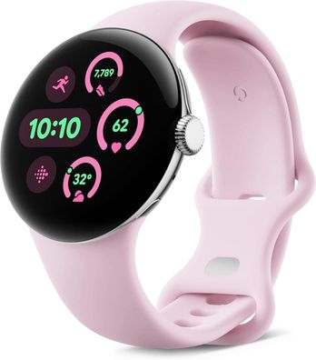 Google Pixel Watch 3 41mm Bluetooth Polished Silver Sportarmband Rose Quartz