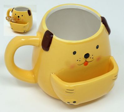 Kaffeetasse 400 ml Kaffebecher Hund mit Keksfach Keksbecher Cookies Keks Ablage