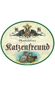 Kuk nostalgie holzschild "katzenfreund"