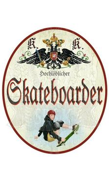 Kuk nostalgie holzschild "skateboarder"
