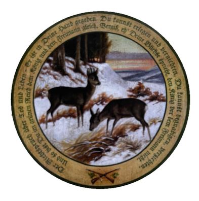 Nostalgie Holzschild Schétzenscheibe Richtspruch Rehe Jagd Wild Jäger Schild