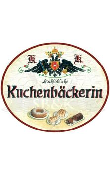 Kuk nostalgie holzschild "kuchenbäckerin bisquit"