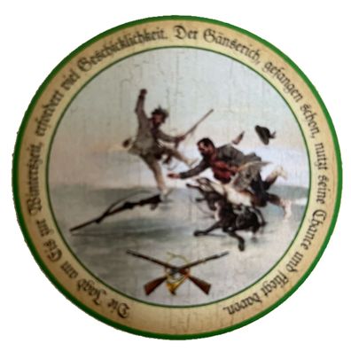 Nostalgie Holzschild Schétzenscheibe Die Jagd Am Eis Flinte Jäger Schild