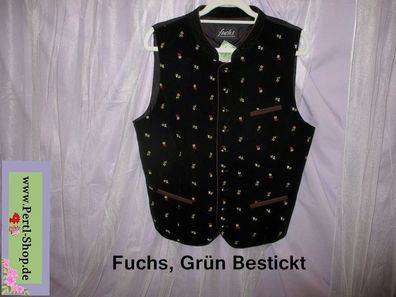 Samt Weste, Tanne Grün bestickt, Gr. 50 , Gr. 52, Tracht, Neu