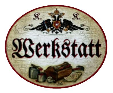 Kuk Nostalgie Holzschild Werkstatt Werkstätte Werkzeug Mechaniker Bastler Schild