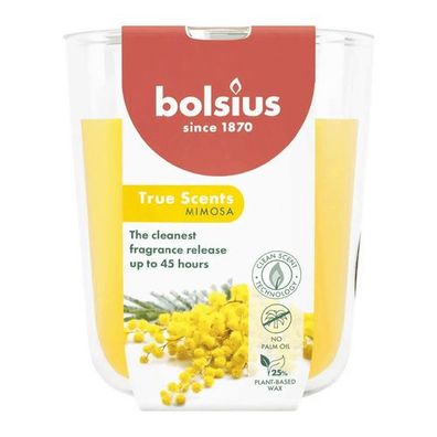 Duftkerze im Glas, Mimose, True Scents, Bolsius, 97/85 mm, Brenndauer ca. 45h