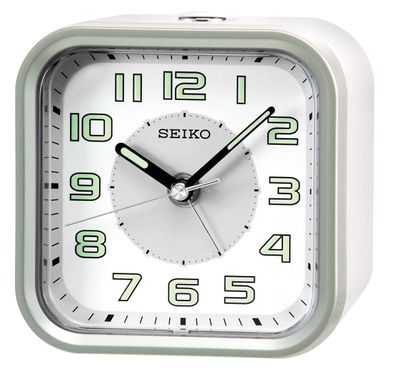 Seiko Wecker ohne Ticken weiß / silber QHE128A