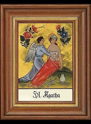 Hinterglasbild Heilige Agatha Patronatsbild Taufe Namenspatron 12,7x16