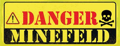 Schild Danger Mine Field Gefahr Achtung Minen Feld Vorsicht 27x10 Blech od. Holz