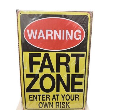 Nostalgie Vintage Retro Blechschild "Warning Fart Zone" 30x20 000AC