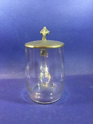 Bierkrug Glas mit Zinndeckel um 1900 17026