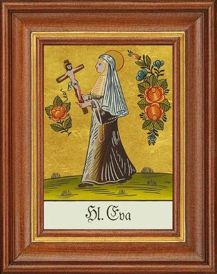 Hinterglasbild - Heilige Eva - Patronatsbild Taufe Namenspatron 12,7x16