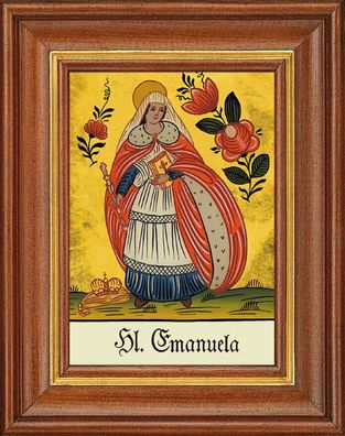 Hinterglasbild - Heilige Emanuela - Patronatsbild Taufe Namenspatron 12,7x16