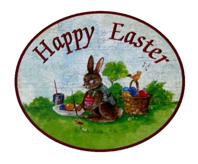 Nostalgie Holzschild Happy Easter Frohe Ostern Osterhase Ostereier Malen Schild