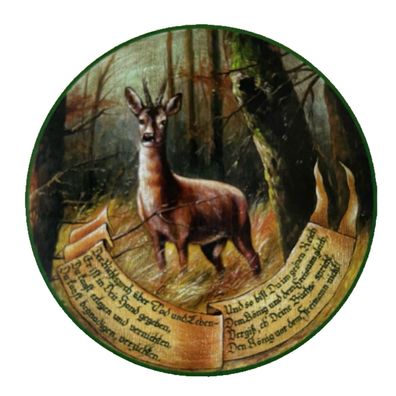 Nostalgie Holzschild Schétzenscheibe Richtspruch Rehbock Jagd Wild Jäger Schild