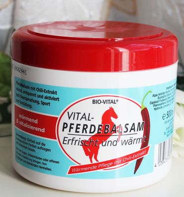 500ml Bio-Vital HOT Pferdebalsam Pferdesalbe Sport Gel erfrischt wärmt Chili