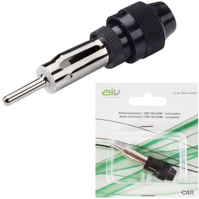 AIV Antennen-Stecker DIN 150 Ohm schraubbar Anschluss Montage Auto-Radio