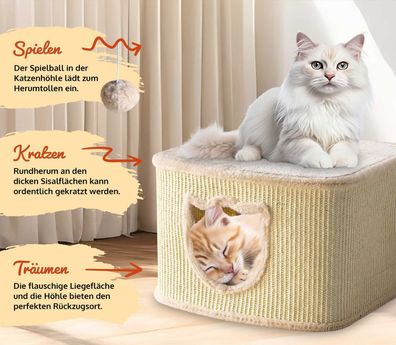 Katzenhaus Sisal Beige