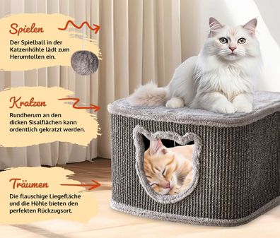 Katzenhaus Sisal Grau