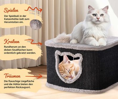 Katzenhaus Sisal Schwarz