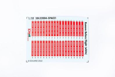 Eduard Accessories 1:32 3DL32004 Remove Before Flight (white) SPACE