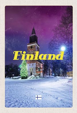 Schild Spruch Finland Finnland Kirche Schnee Winter JW