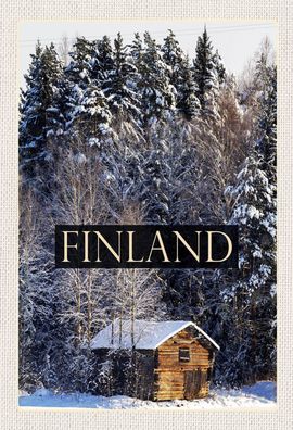 Schild Spruch Finland Finnland Hétte Wald Schnee Winter JW
